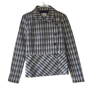 Lewit Jacket Checkered Plaid Peplum Blazer Size M NWOT $450